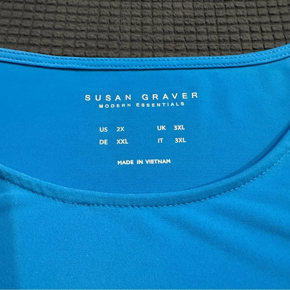 Susan Graver Womens 2X Blue Tank Top Modern Essentials Sleeveless Stretch Shirt - Picture 2 of 5